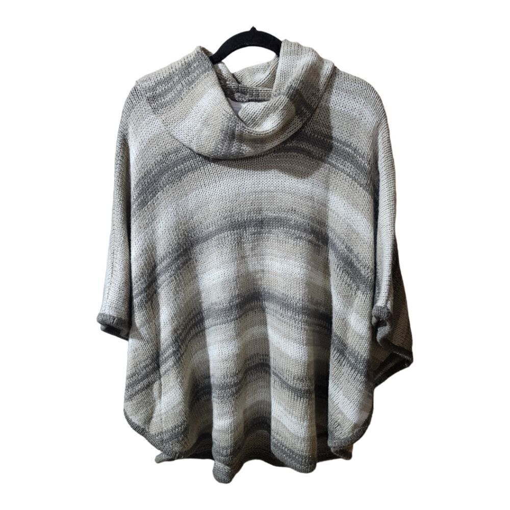 CHICO'S Striped Knit Cowl Neck Sweater Poncho - Size S/M